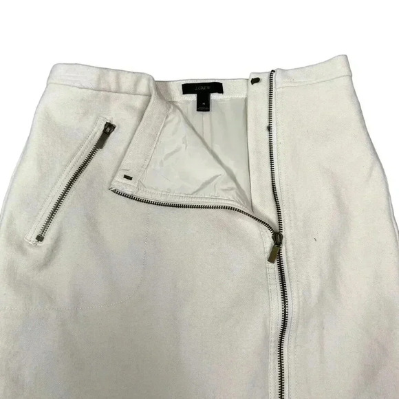 J Crew 4 Women 100% Wool Neutral Pencil Skirt Asymmetrical Zipper Pocket Career - Picture 7 of 15